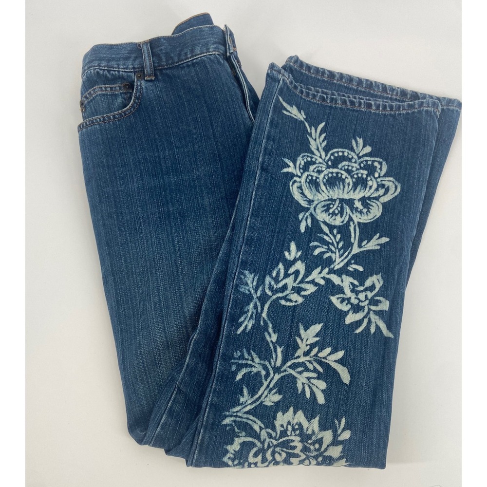 Ralph Lauren Jeans Co. Women's Bootcut Jeans Blue Floral Stenciled Size 14